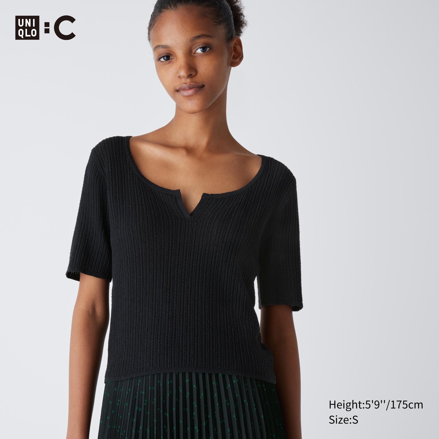 

Короткий свитер среднего рукава UNIQLO, черный