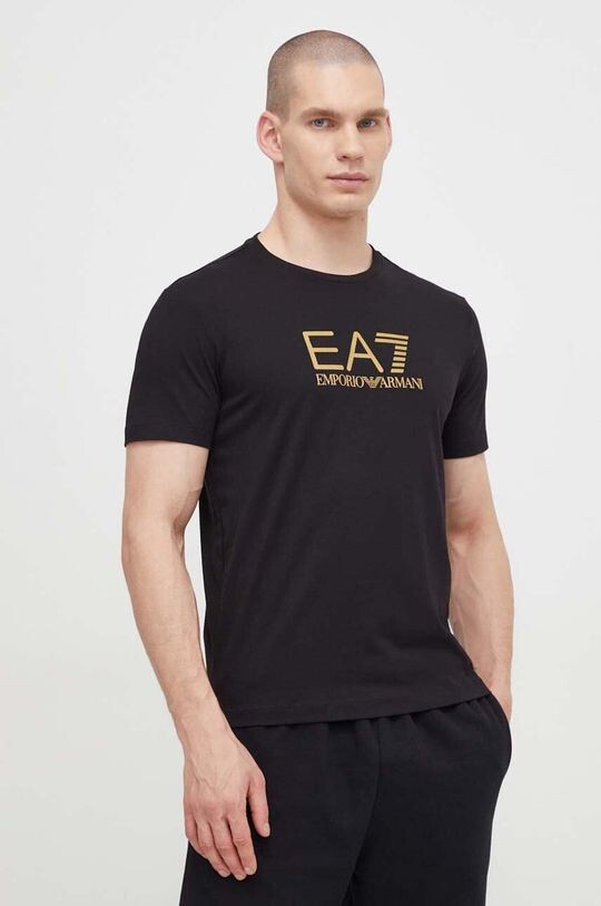

Хлопковая футболка EA7 Emporio Armani, черный