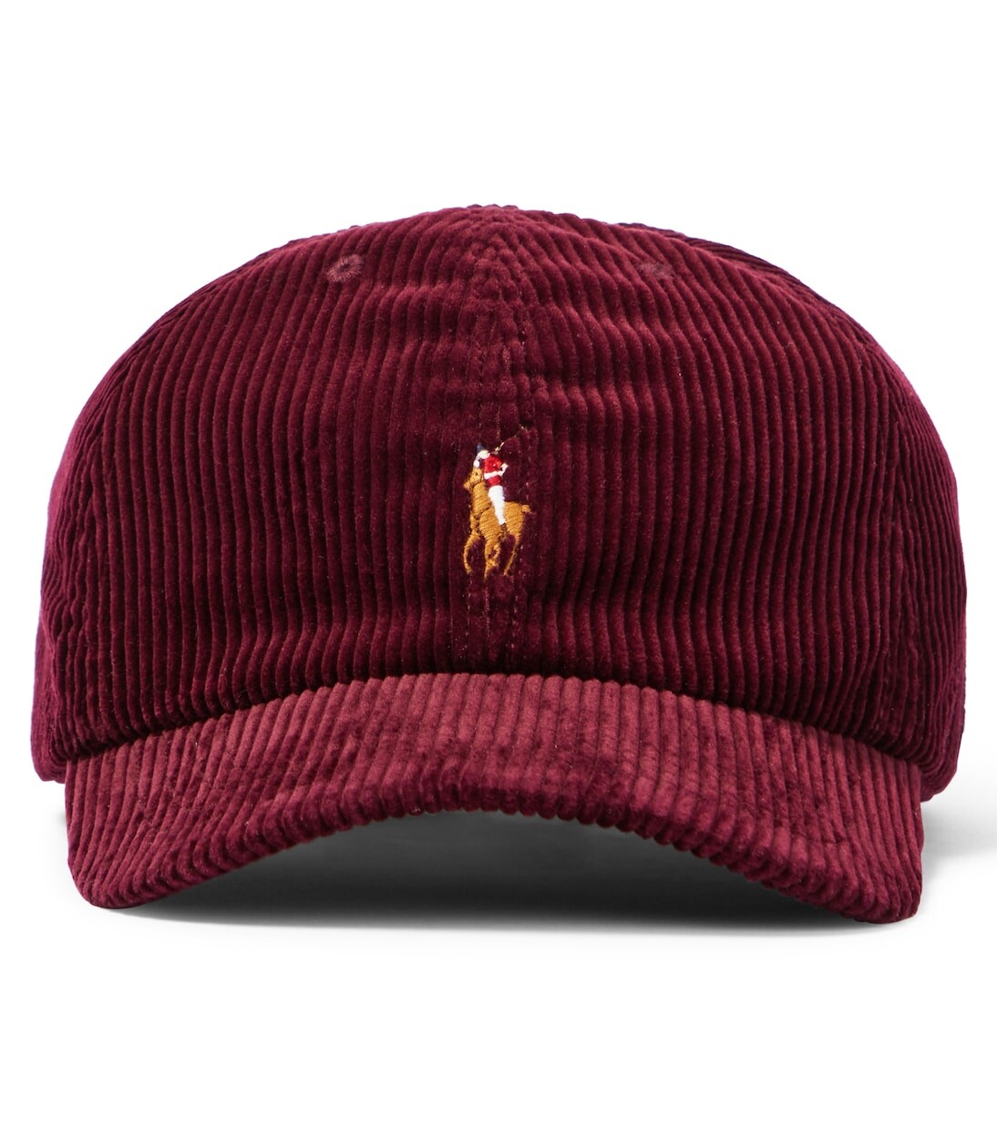 

Бейсболка из хлопкового вельвета с логотипом Polo Ralph Lauren Kids, бургундия