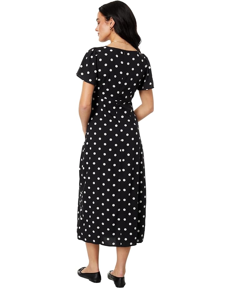 цена Платье Madewell Flutter-Sleeve V-Neck Midi Dress in Polka Dot, цвет Polka Dot