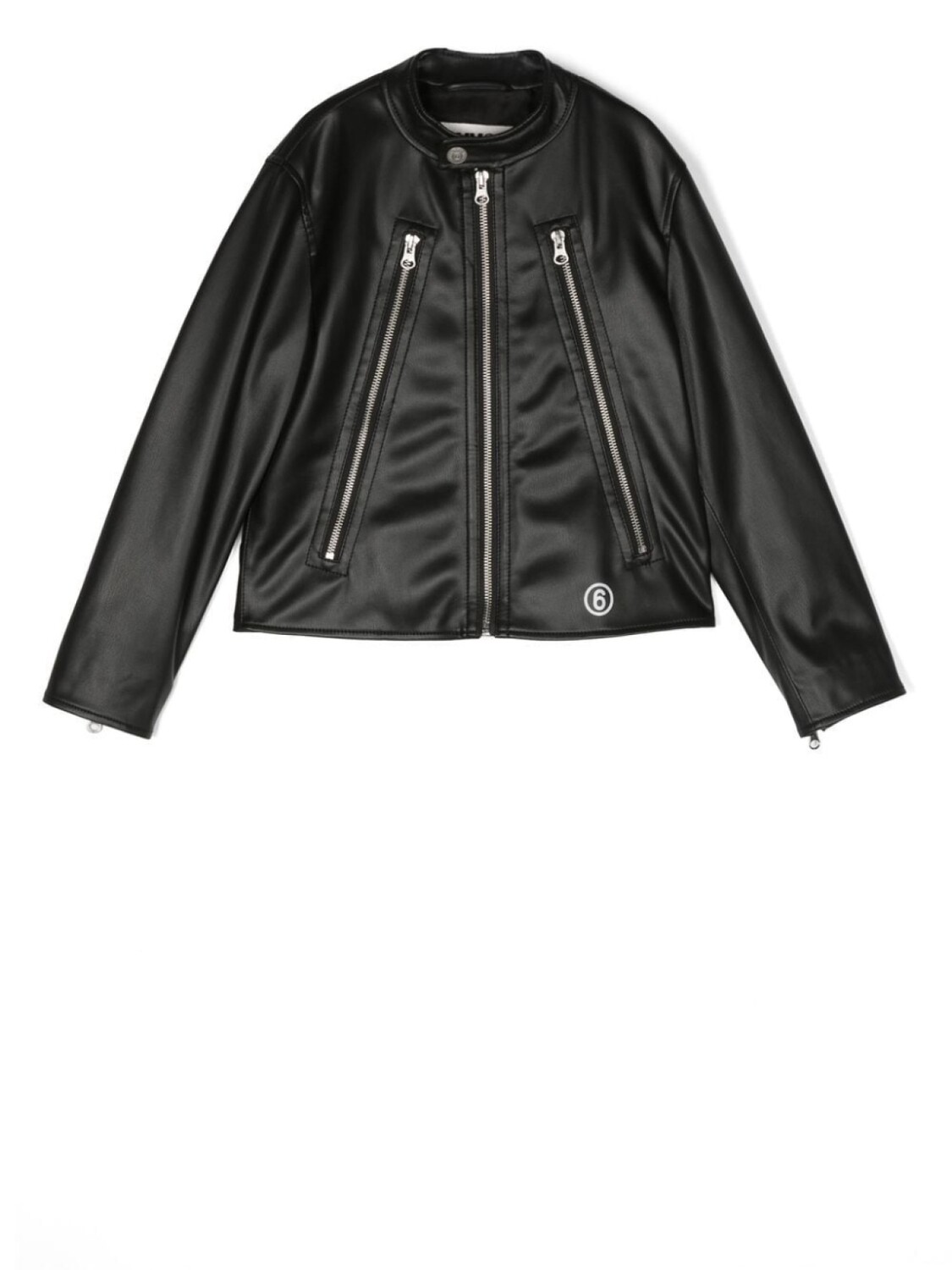

MM6 Maison Margiela Kids байкерская куртка с логотипом на спине, черный