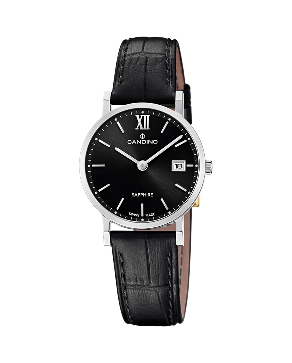 C4725/3 Пара черные кожаные женские часы Candino, черный