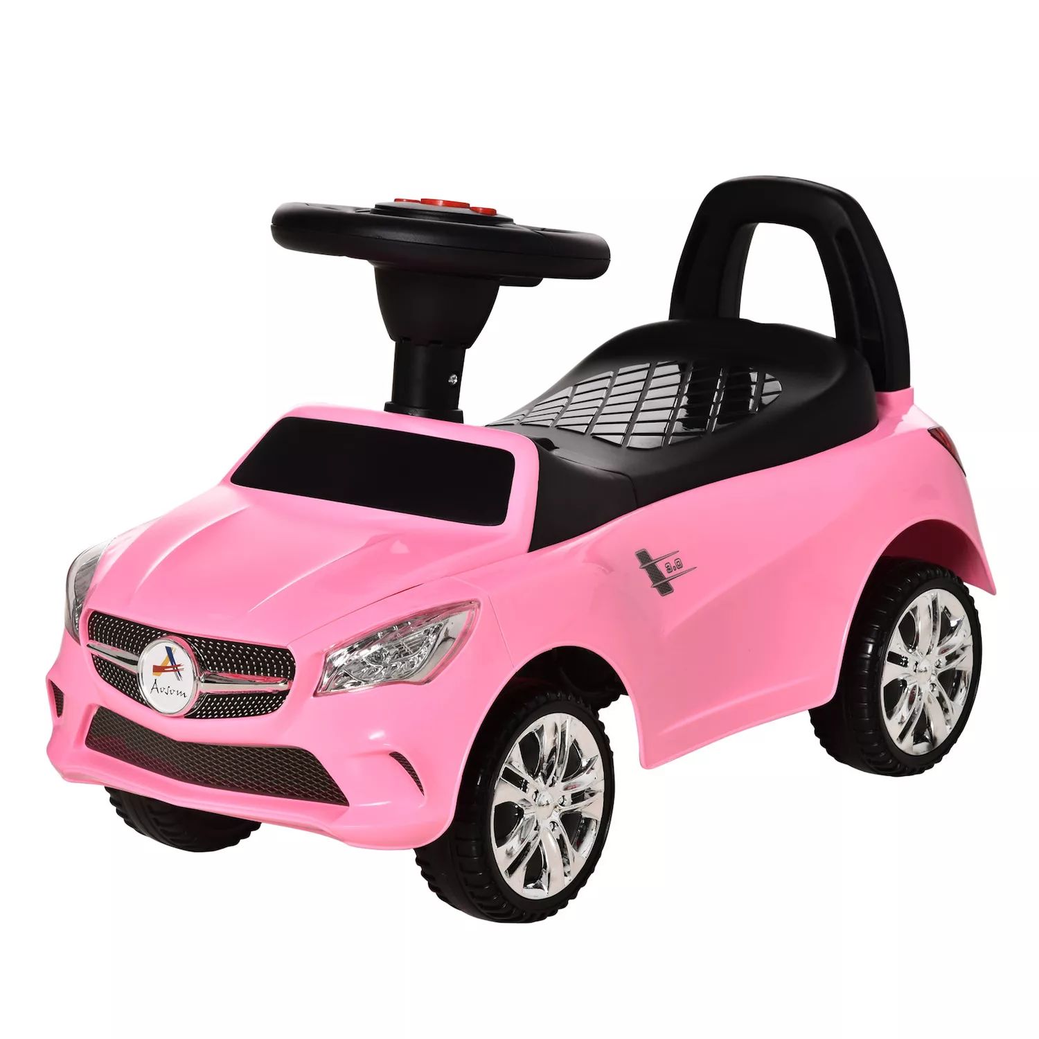 Aosom Kids Ride On Push Car Раздвижная игрушечная машинка от ног до пола для малышей с рабочим звуко
