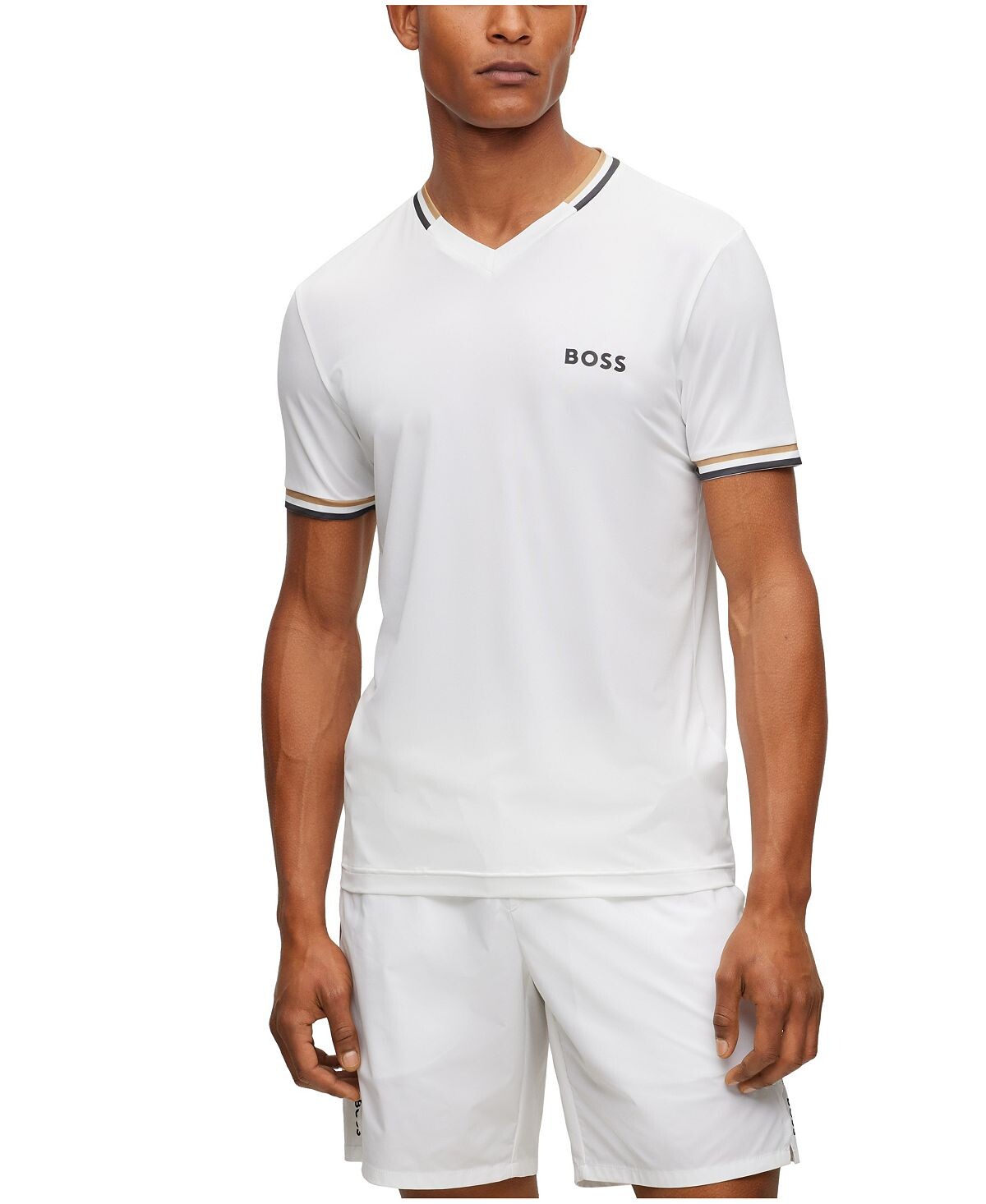 

Мужская футболка узкого кроя в фирменную полоску BOSS x Matteo Berrettini Hugo Boss