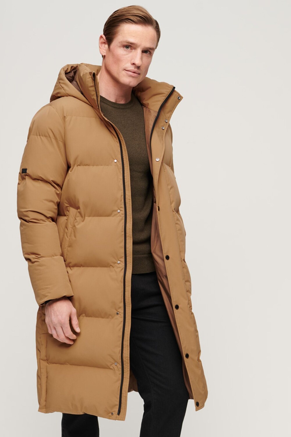 

Ниспадающее длинное пальто с капюшоном Superdry, коричневый