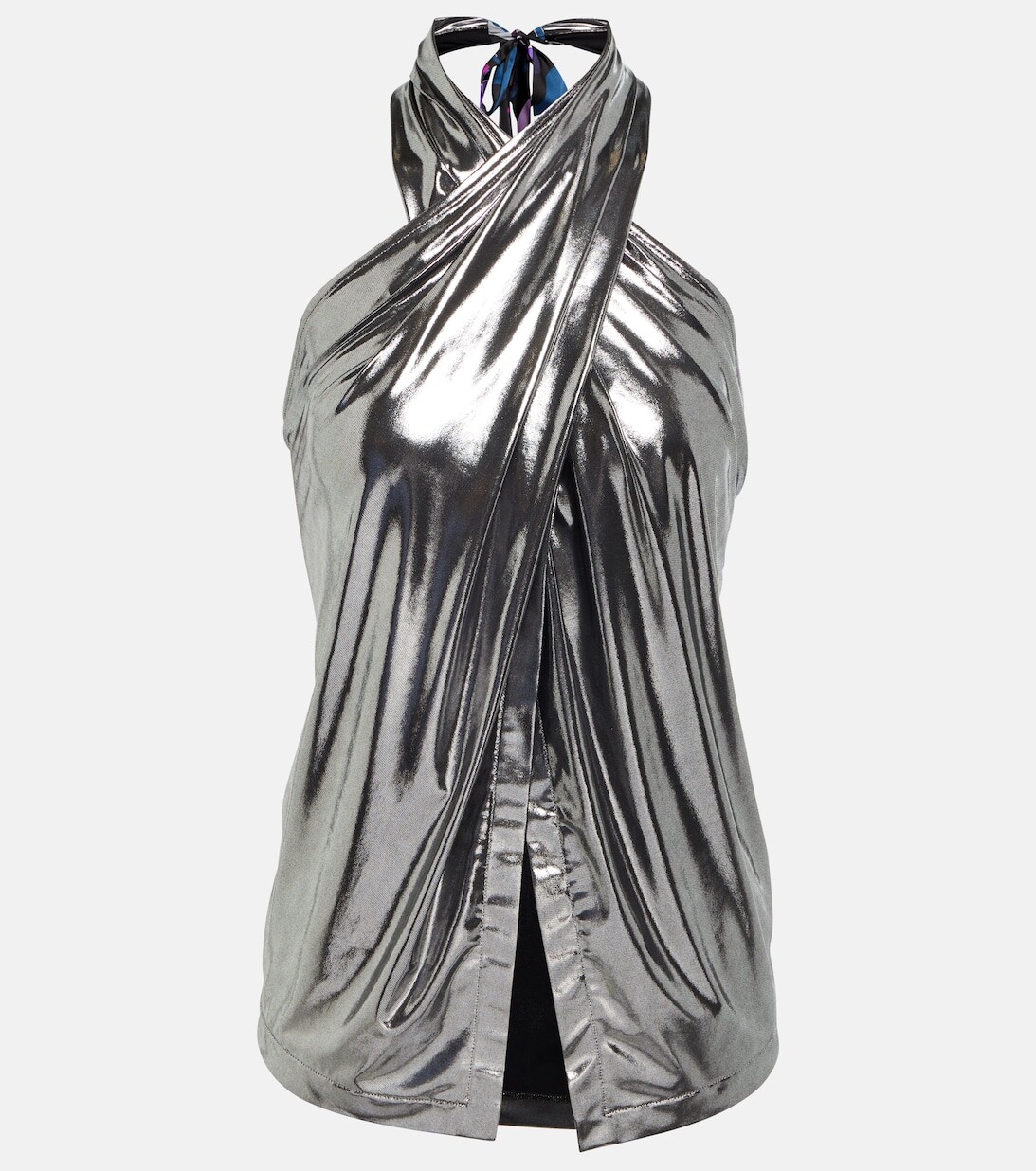

Топ с завязками спереди PUCCI, серебряный