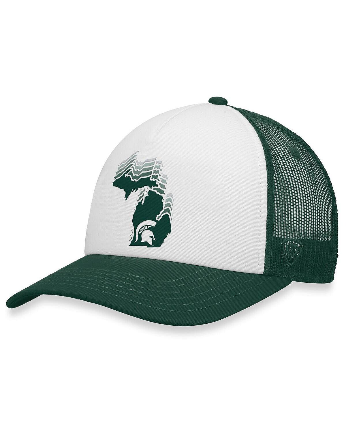 

Мужская бело-зеленая кепка Michigan State Spartans Tone Down Trucker Snapback Top of the World