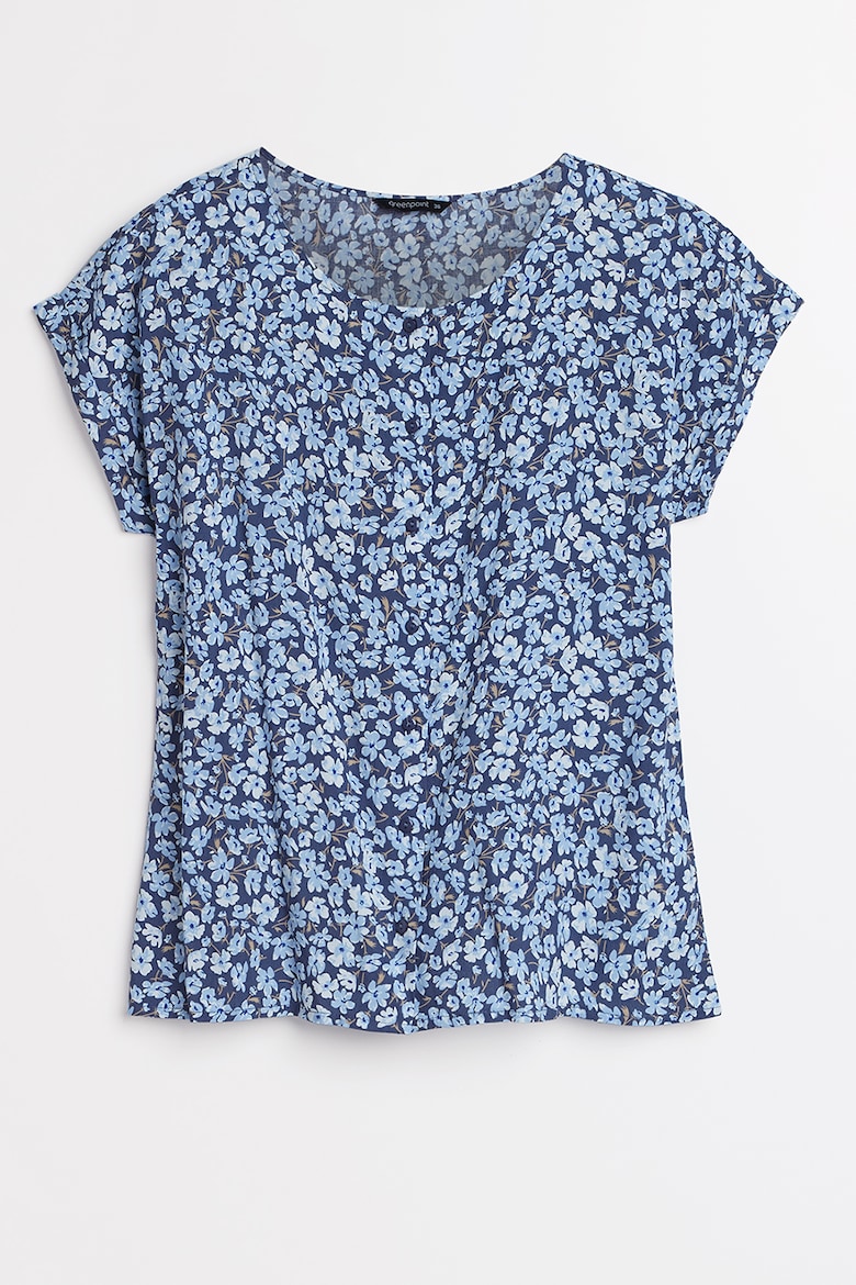 Блуза с цветочным принтом и овальным вырезом Greenpoint, синий