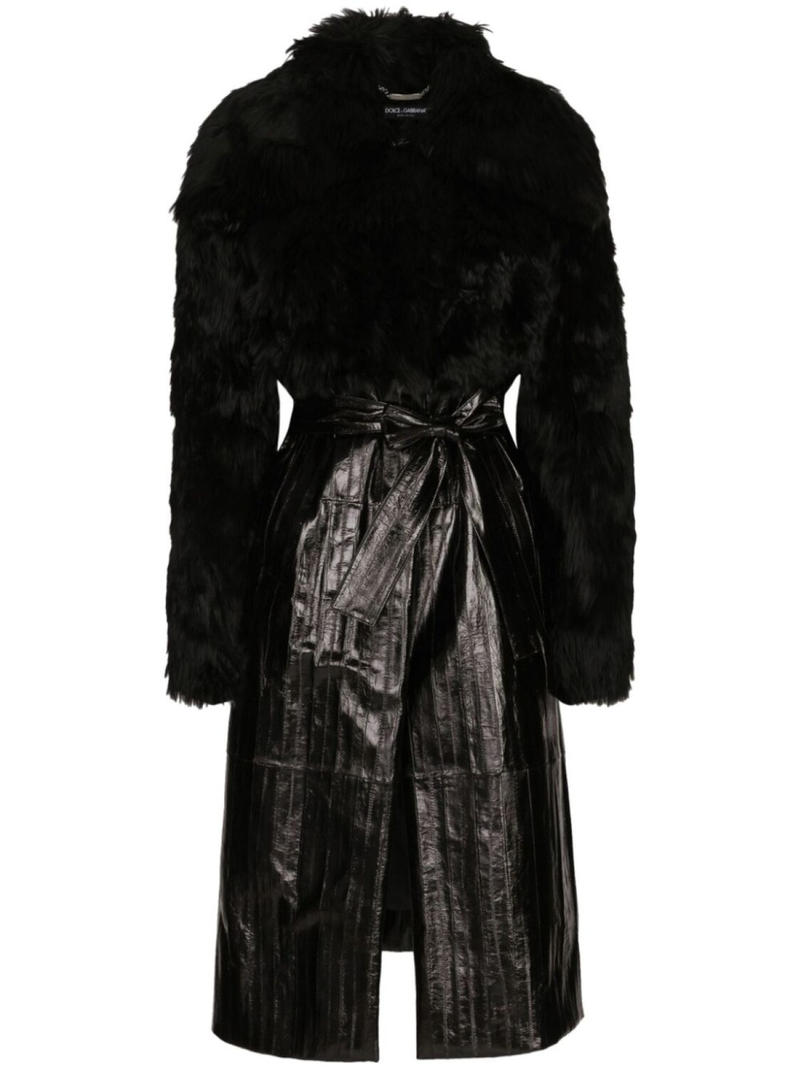 

Dolce & Gabbana кожаное пальто, черный
