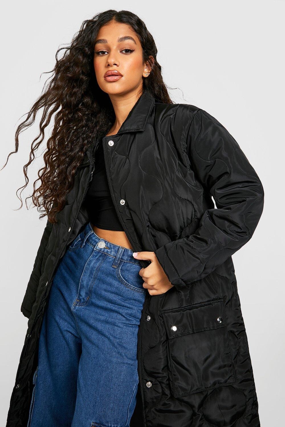 

Луковая стёгная куртка Boohoo, черный