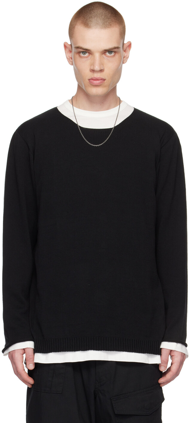 

Черный свитер с круглым вырезом Yohji Yamamoto