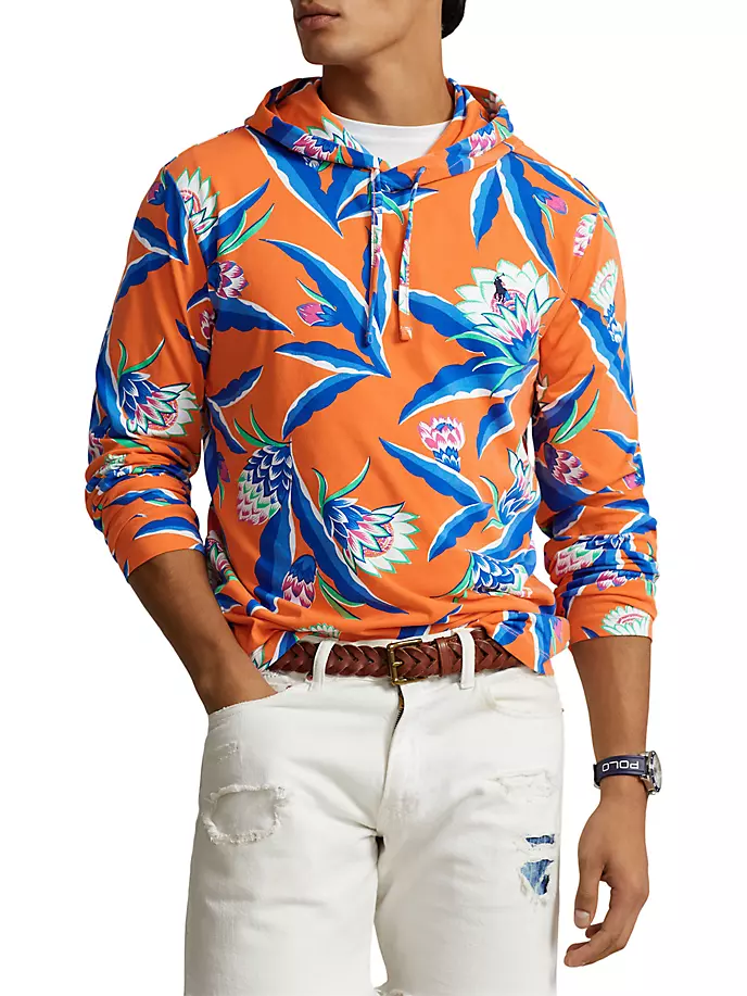

Футболка с капюшоном и цветочным принтом Polo Ralph Lauren, цвет orange