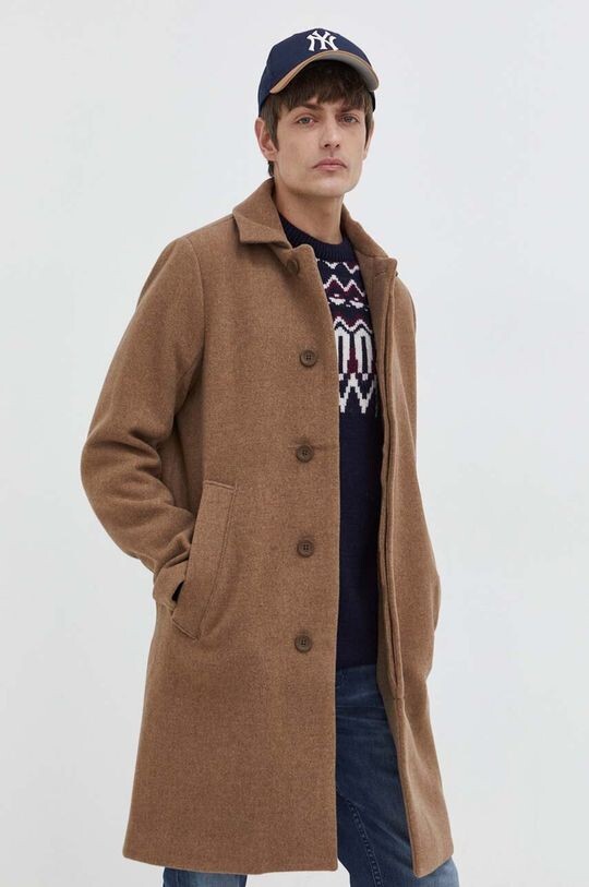 

Полушерстяное пальто Hollister Co., бежевый