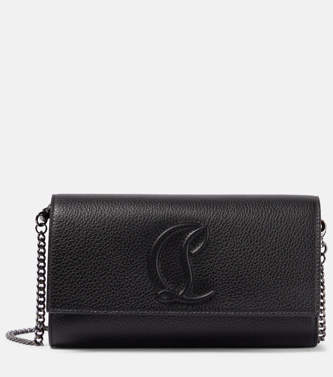 Кожаный кошелек с логотипом на цепочке Christian Louboutin, черный