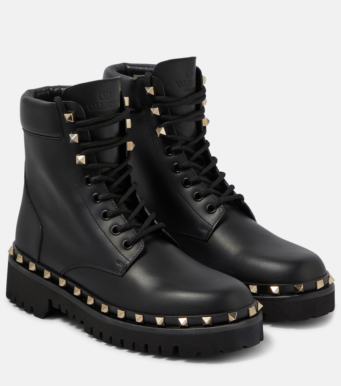 Кожаные армейские ботинки rockstud Valentino Garavani, черный
