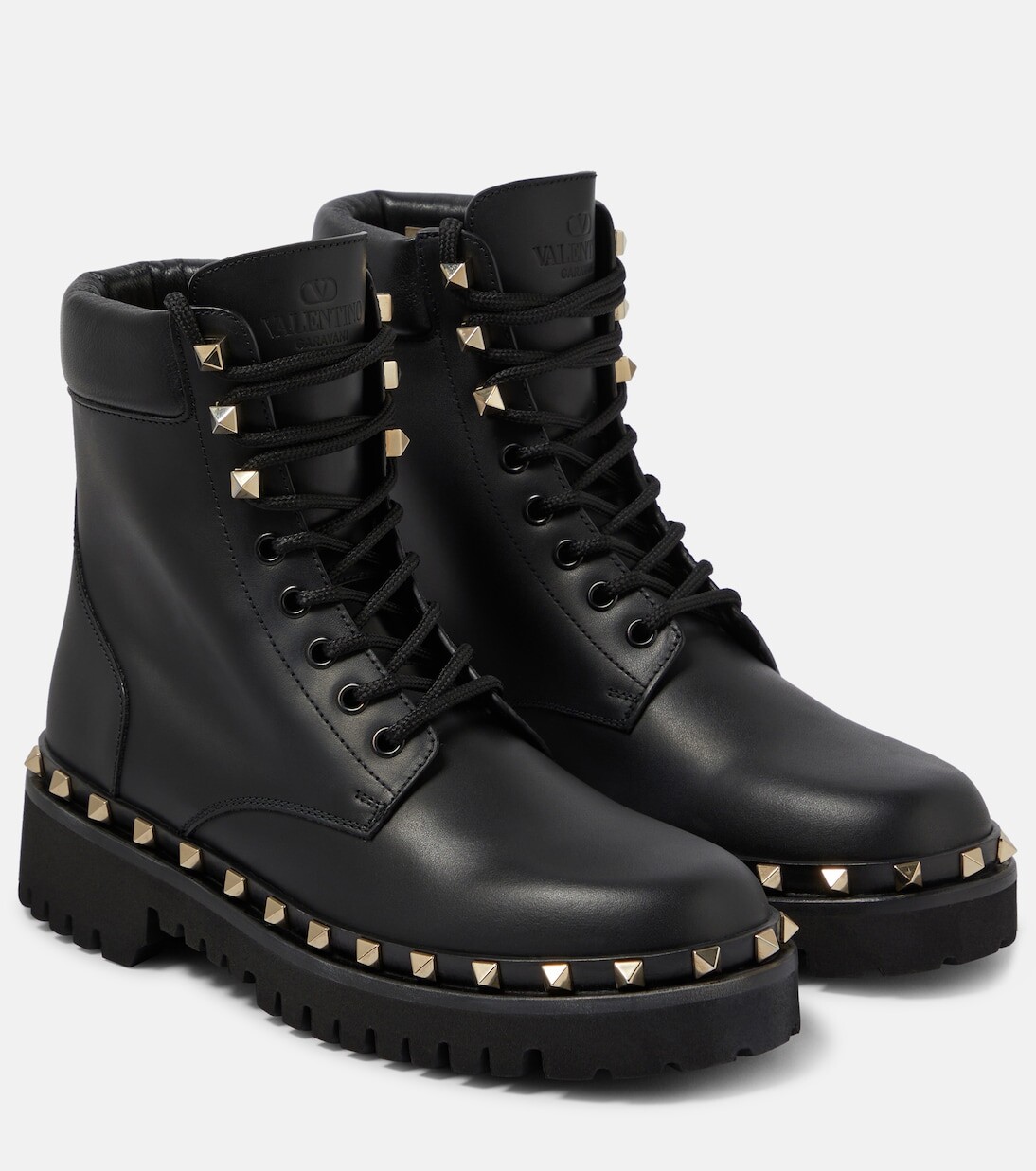

Кожаные армейские ботинки rockstud Valentino Garavani, черный