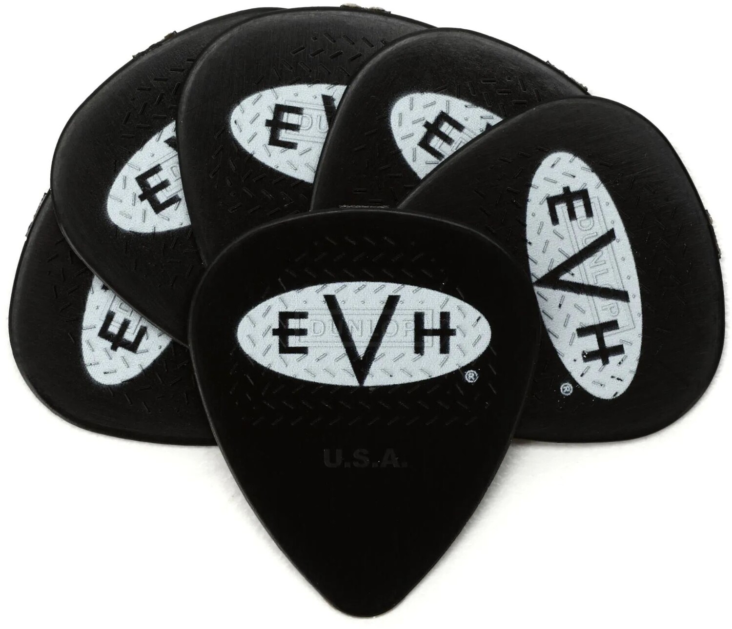 

EVH Медиаторы Eddie Van Halen Signature — черные, 0,60 мм, 6 шт. в упаковке