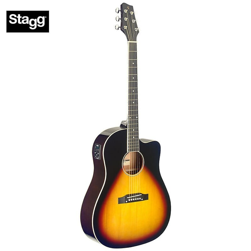 

Акустическая гитара Stagg SA35 DSCE-VS Dreadnought Cutaway Basswood Top 6-String Acoustic-Electric Slope Shoulder Guitar
