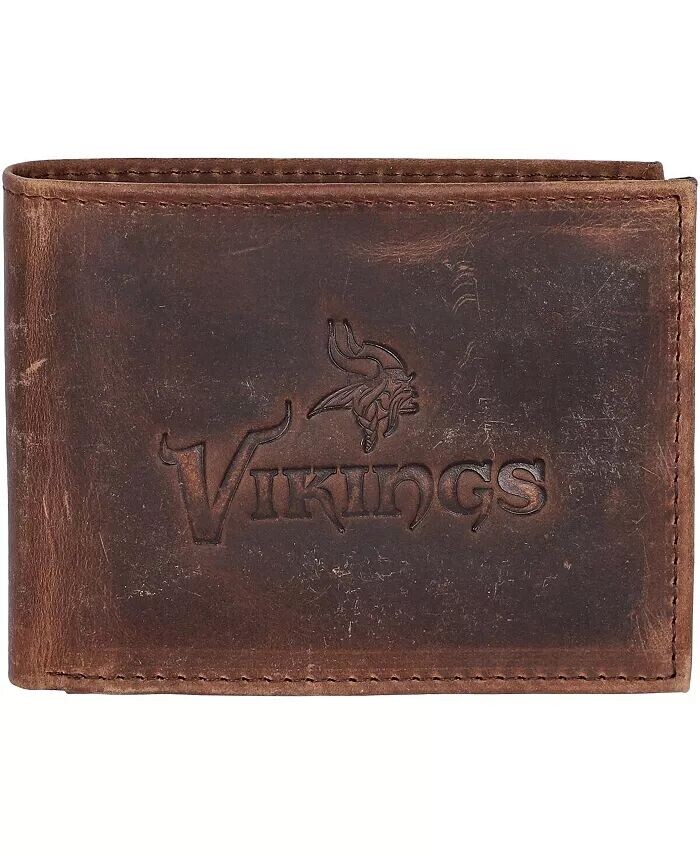 

Мужской коричневый кожаный кошелек двойного сложения Minnesota Vikings Evergreen Enterprises, коричневый