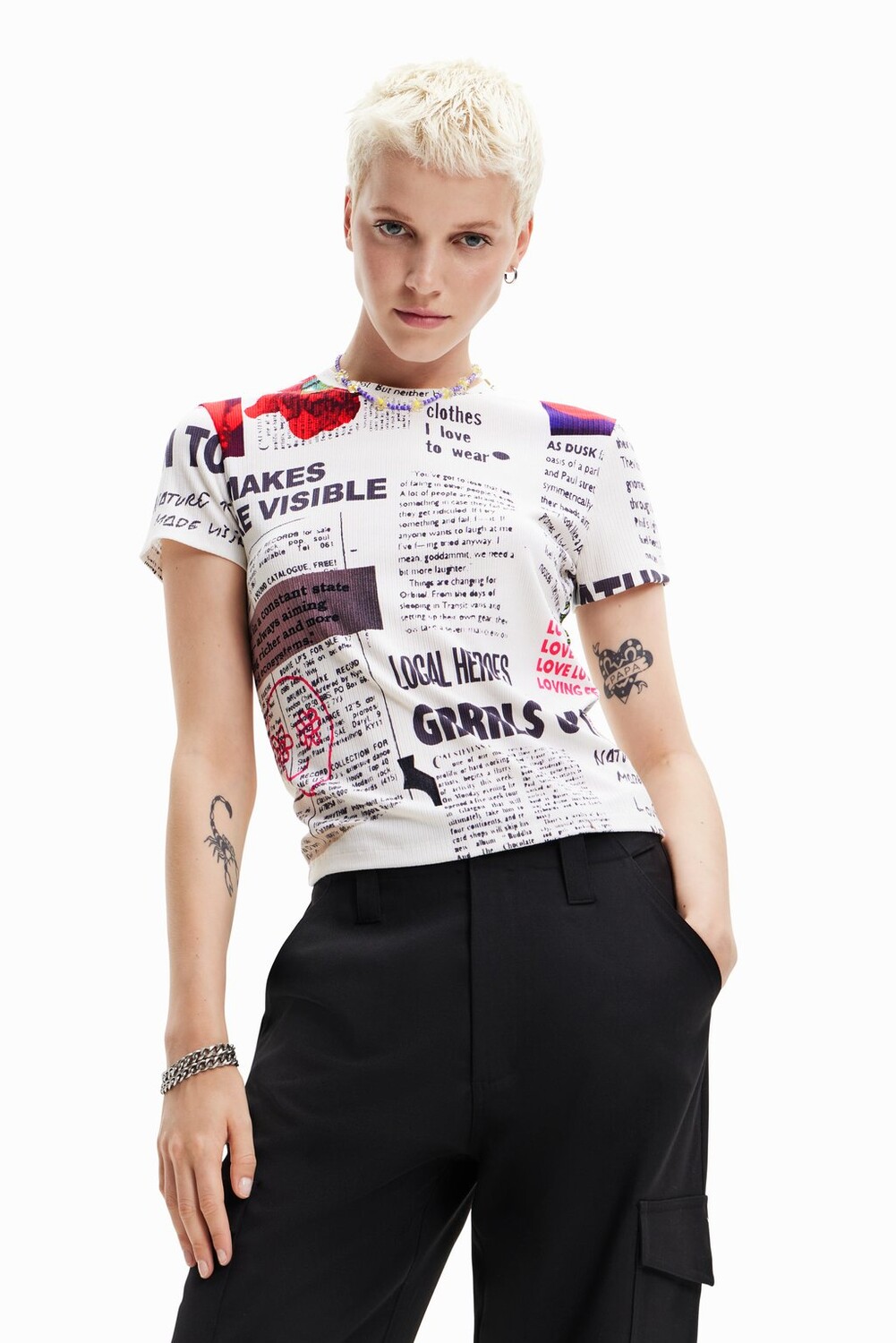 

Футболка с принтом Desigual, белый