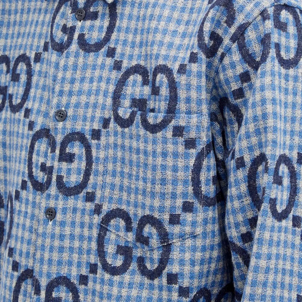 Gucci Рубашка в клетку Jumbo GG, синий