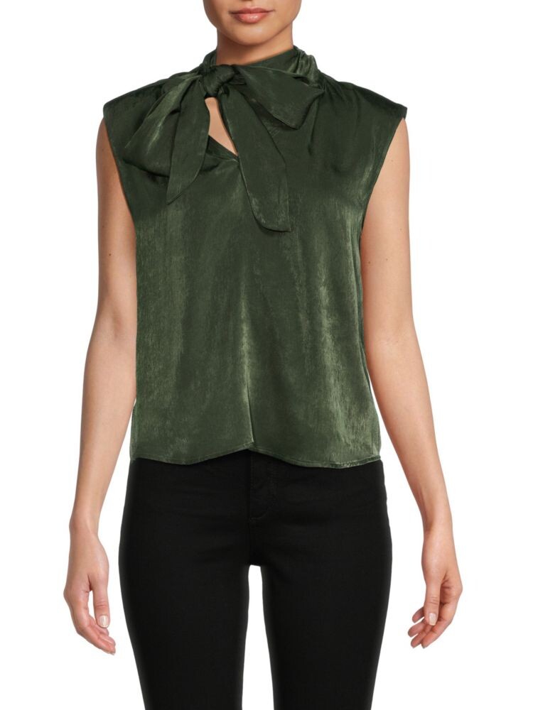 

Атласный топ с завязками на шее Dkny, цвет Cadet Green