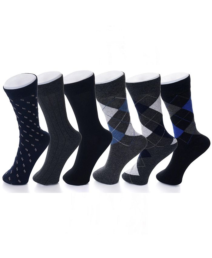 цена Комплект из 6 мужских хлопковых классических носков до середины икры с узором Argyle Solids Alpine Swiss, мультиколор
