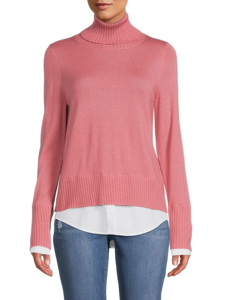

Свитер Twofer из смесовой мериносовой шерсти с высоким воротником Saks Fifth Avenue, цвет Muted Rose