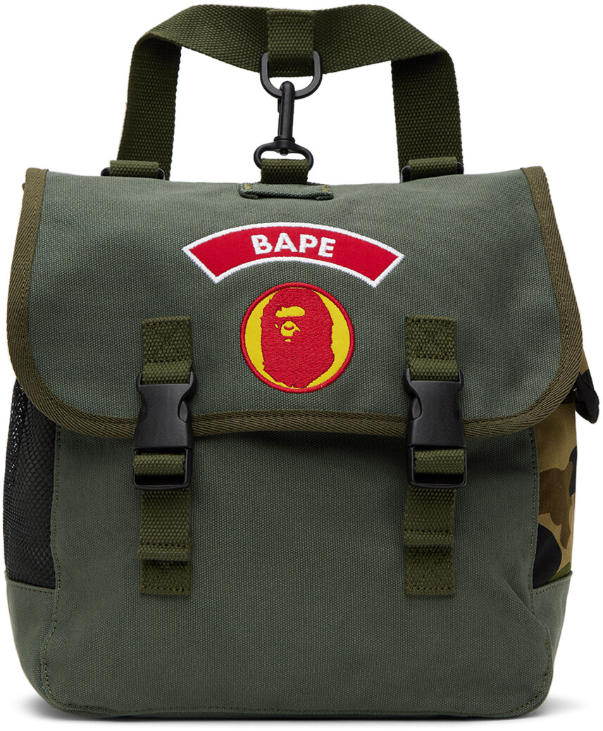 

Детский рюкзак цвета хаки с нашивкой Bape