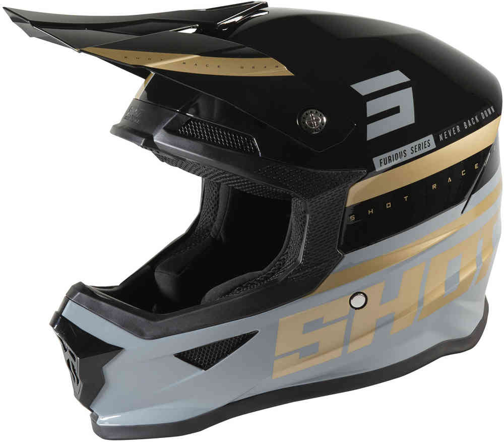 Шлем для мотокросса Furious Shining Shot, черный/бронзовый цена и фото