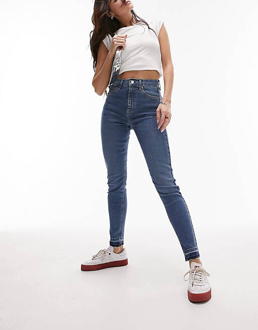 

Синие джинсы Topshop Jamie с заниженным краем