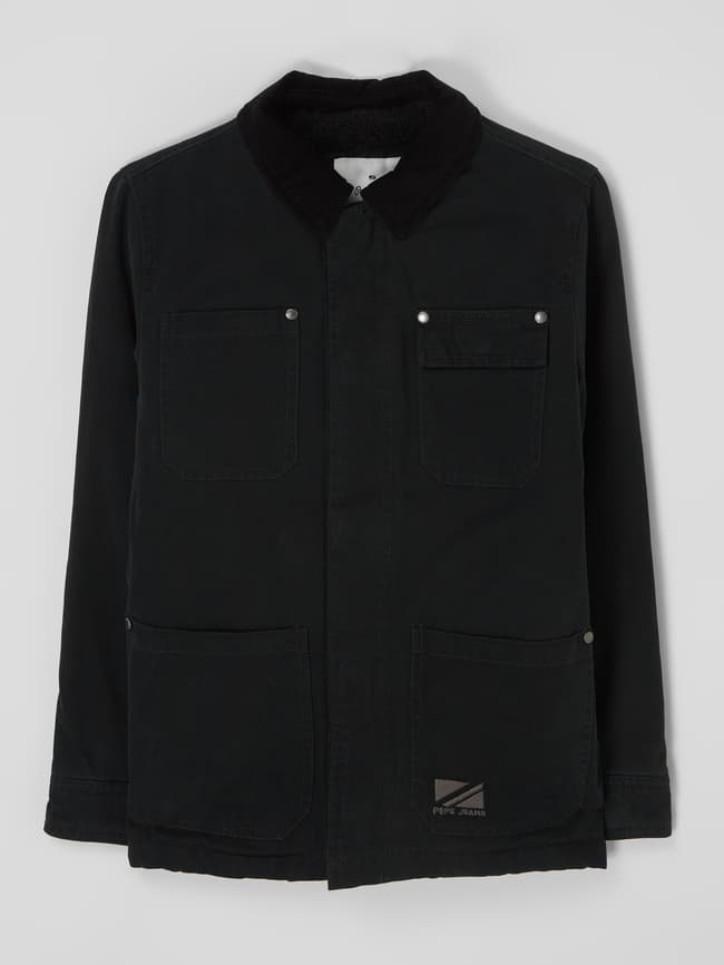 Куртка из хлопка на тедди-подкладке, модель Глазго Pepe Jeans, черный