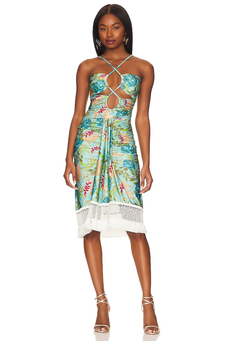 

Платье миди PatBO Tropicalia Laceup Stretch, цвет Island Blue