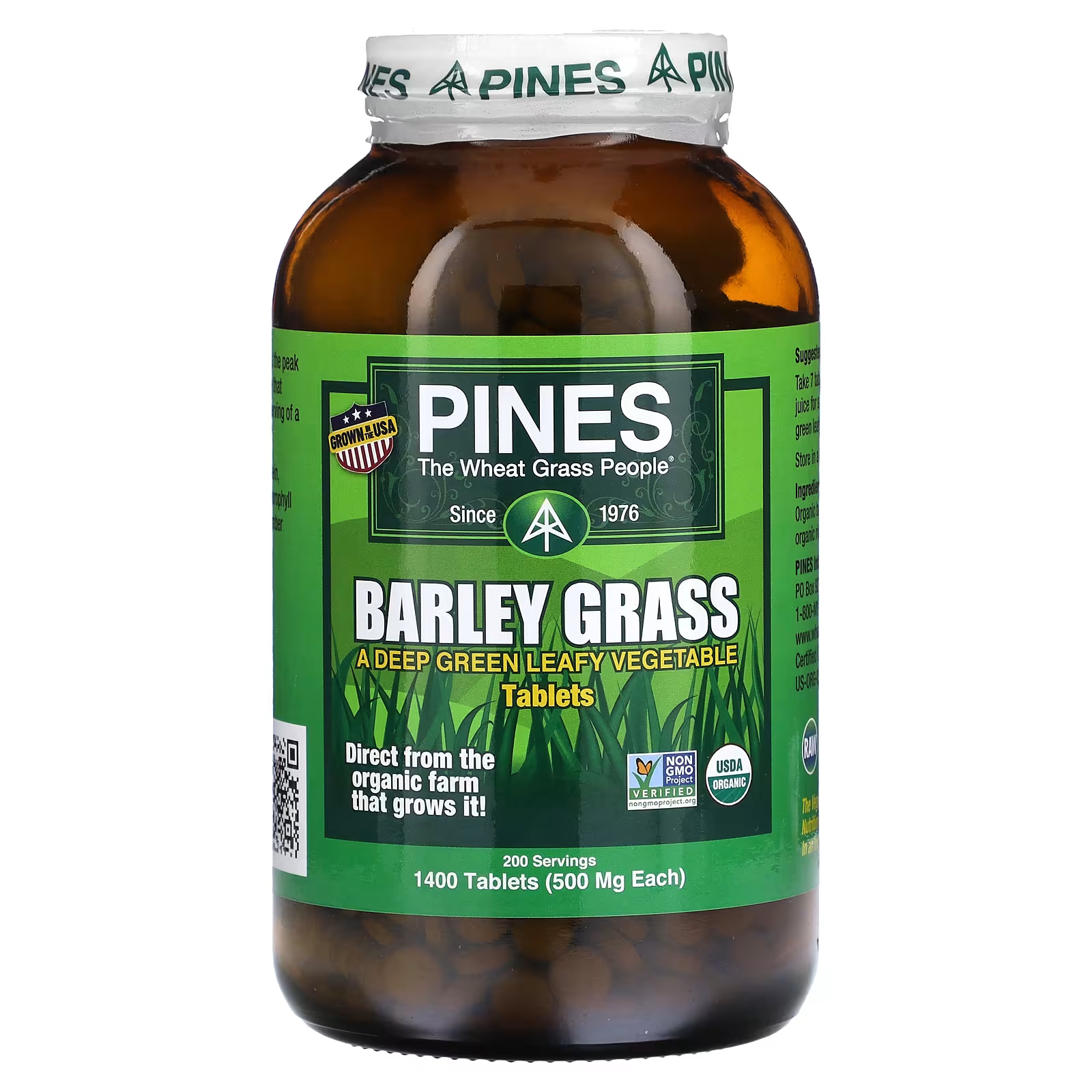 Пищевая добавка Pines International Barley Grass, 1400 таблеток ростки пшеницы pines international 1400 таблеток
