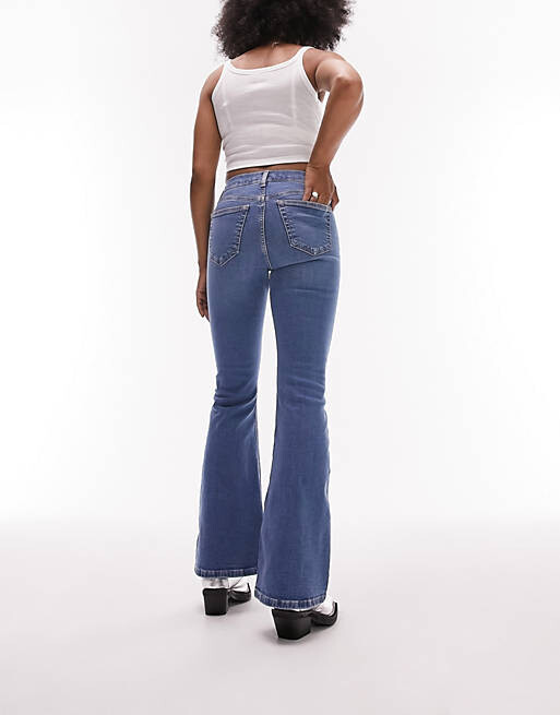 

Синие расклешенные джинсы Topshop Petite Jamie