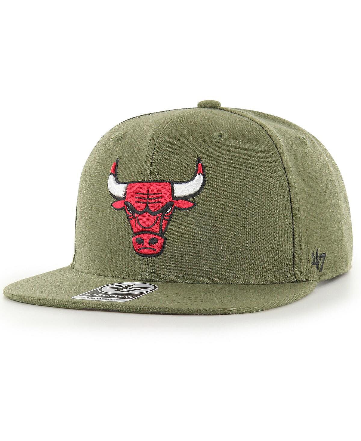 цена Мужская оливковая кепка с камуфляжным принтом Chicago Bulls Ballpark Captain Snapback '47 Brand
