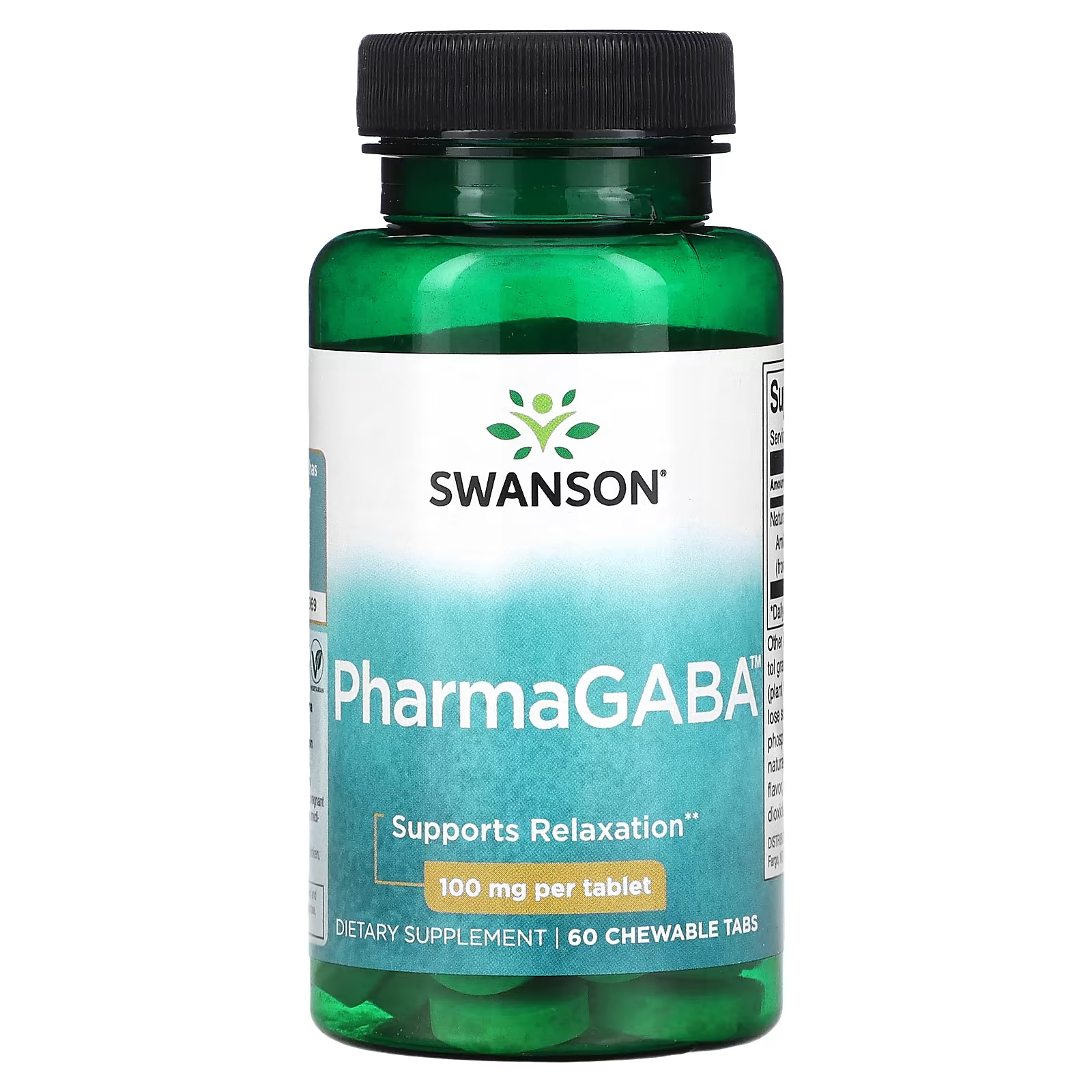 Пищевая добавка Swanson PharmaGaba 100 мг, 60 жевательных таблеток пищевая добавка swanson цинк 30 мг 60 жевательных конфет