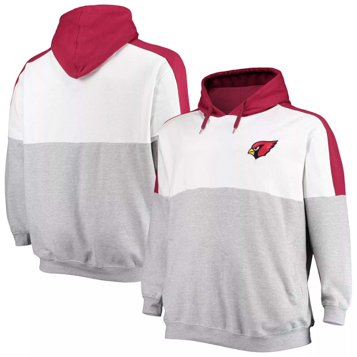 

Мужской пуловер с капюшоном и логотипом Cardinal/Heathered Grey Arizona Cardinals Big & Tall Team