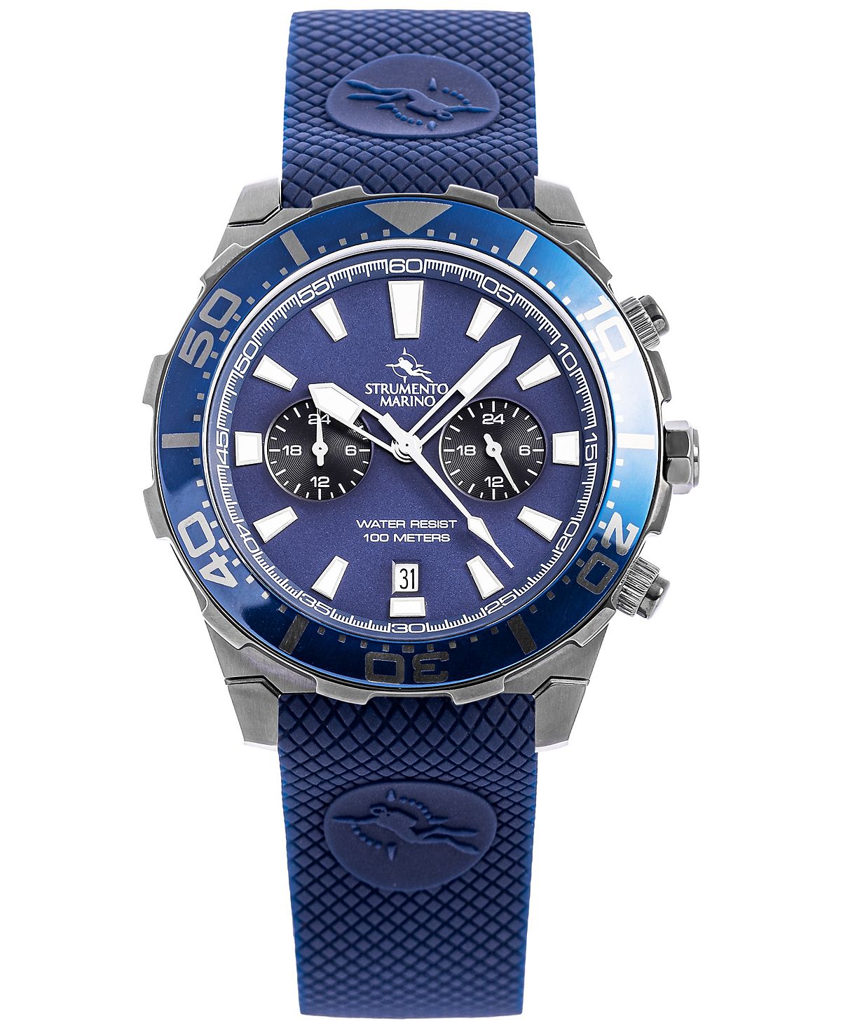 Мужские часы с двумя часовыми поясами Skipper, синий силиконовый ремешок, 44 мм Strumento Marino мужские часы skipper с двумя часовыми поясами черный силиконовый ремешок 44 мм strumento marino