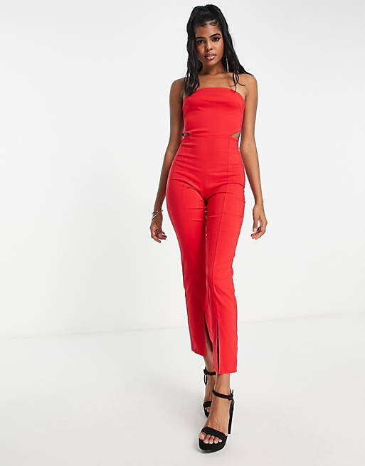 

Красный бенгальский комбинезон с вырезами Miss Selfridge