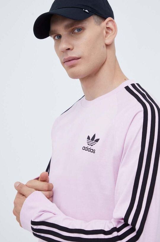 

Хлопковая футболка с длинными рукавами adidas Originals, розовый