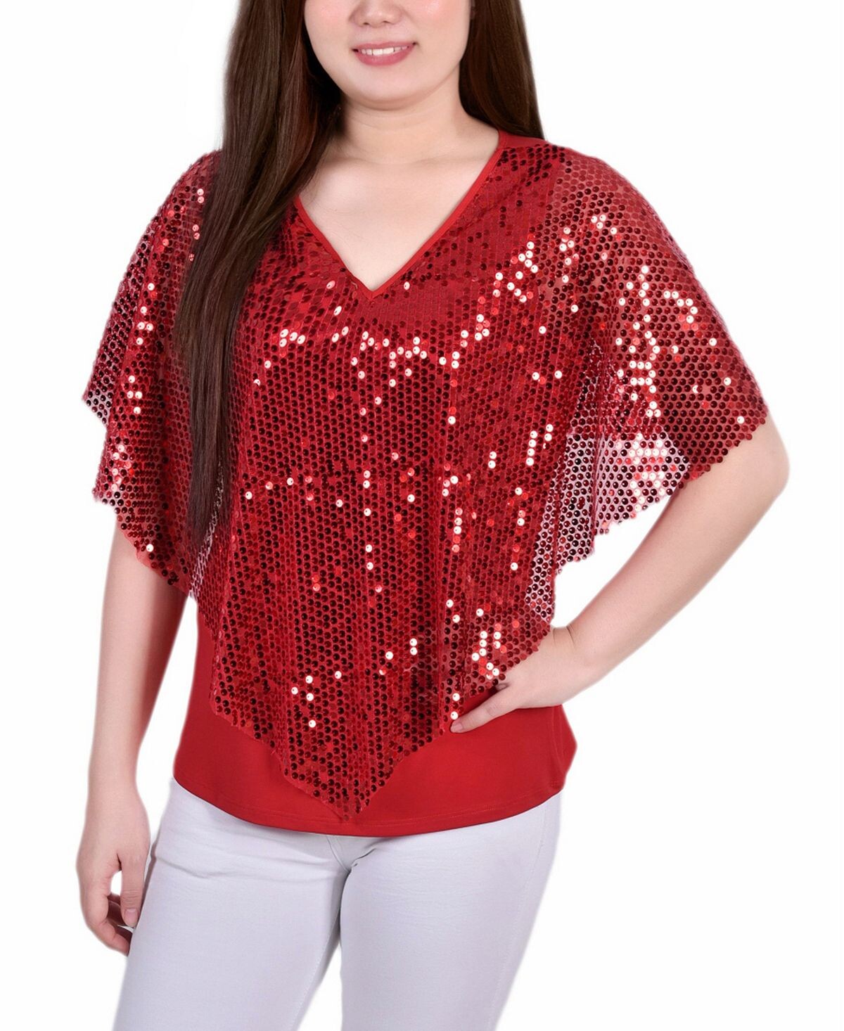 

Женское топ-пончо с пайетками спереди NY Collection