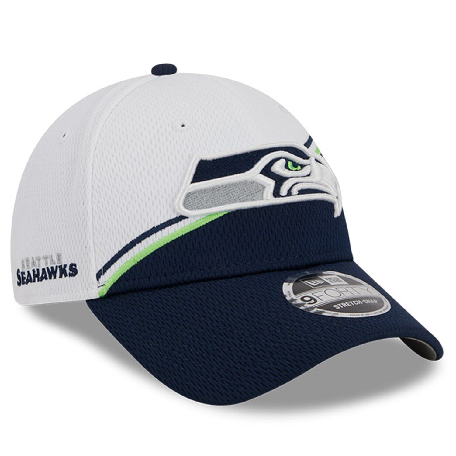 

Мужская регулируемая кепка New Era White/темно-синяя Seattle Seahawks 2023 Sideline 9FORTY