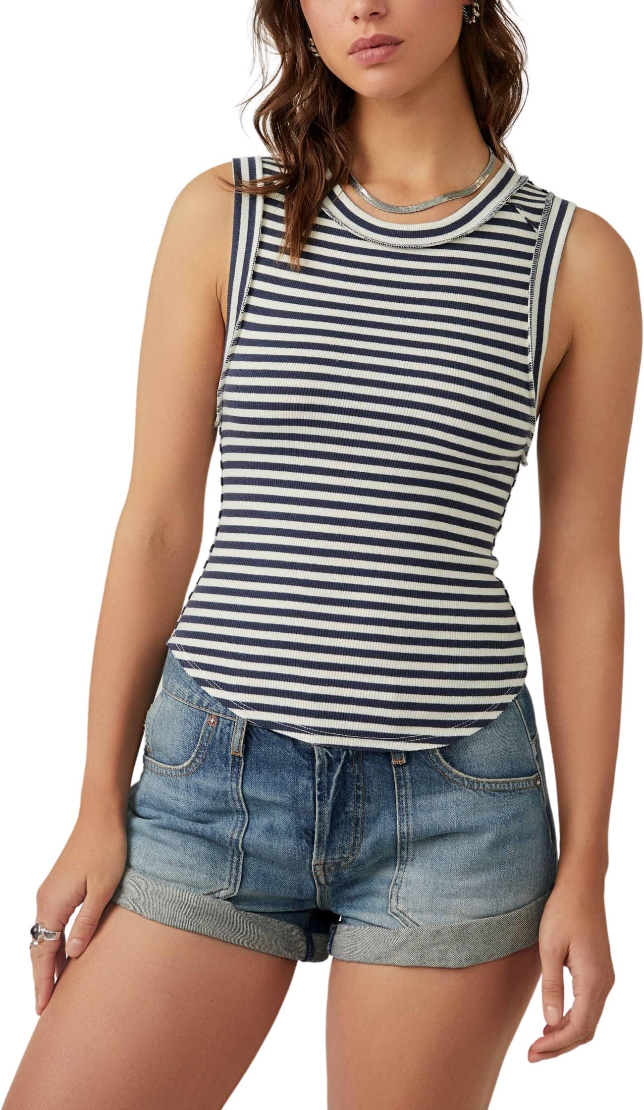 

Топ Kate Tee Stripe Free People, цвет Navy Combo