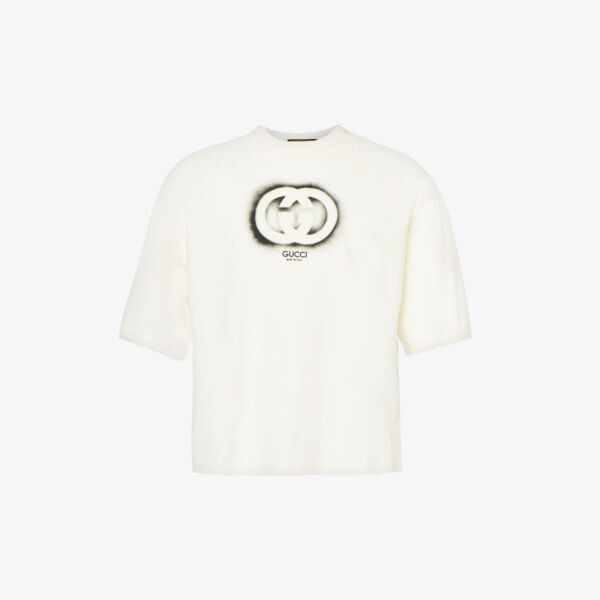 

Футболка свободного кроя из хлопкового джерси с фирменным принтом Gucci, цвет sunlight/mc