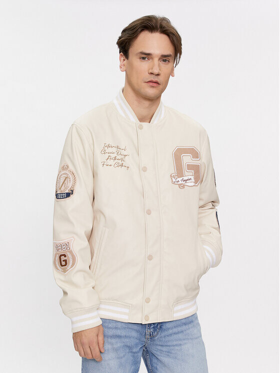 

Бомбер стандартного кроя Guess, бежевый