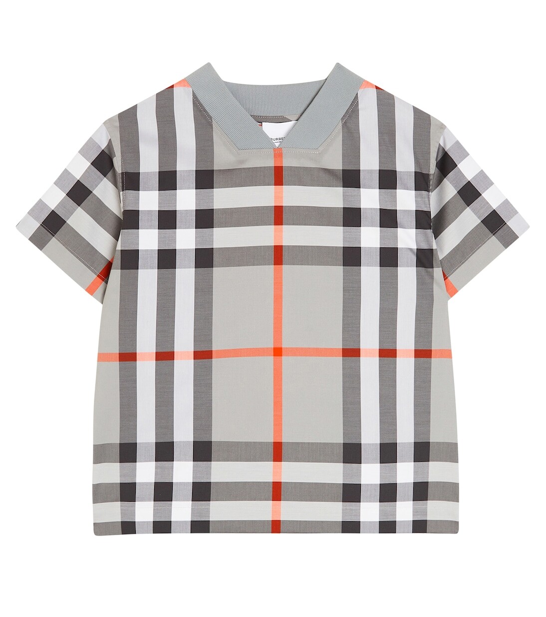 

Футболка в клетку из смесового хлопка Burberry Kids, серый