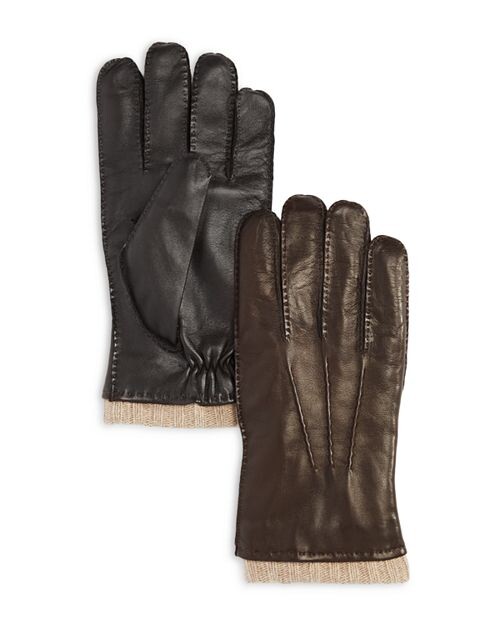 

Кожаные перчатки The Men's Store at Bloomingdale's, цвет Brown