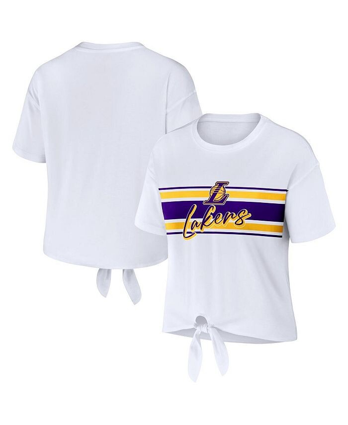 

Женская белая футболка Los Angeles Lakers с завязкой спереди WEAR by Erin Andrews, белый