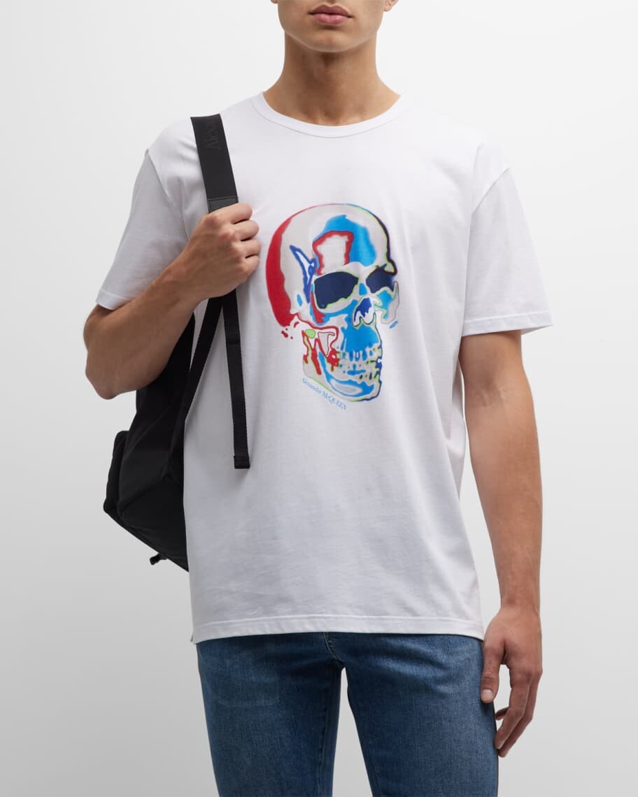 

Мужская футболка с рисунком Solarized Skull Alexander McQueen, Серый